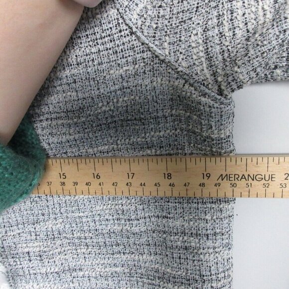 Club Monaco Tweed Jacket Women's Medium Gray Fringe Open Front Mid Length 390 - Picture 6 of 8